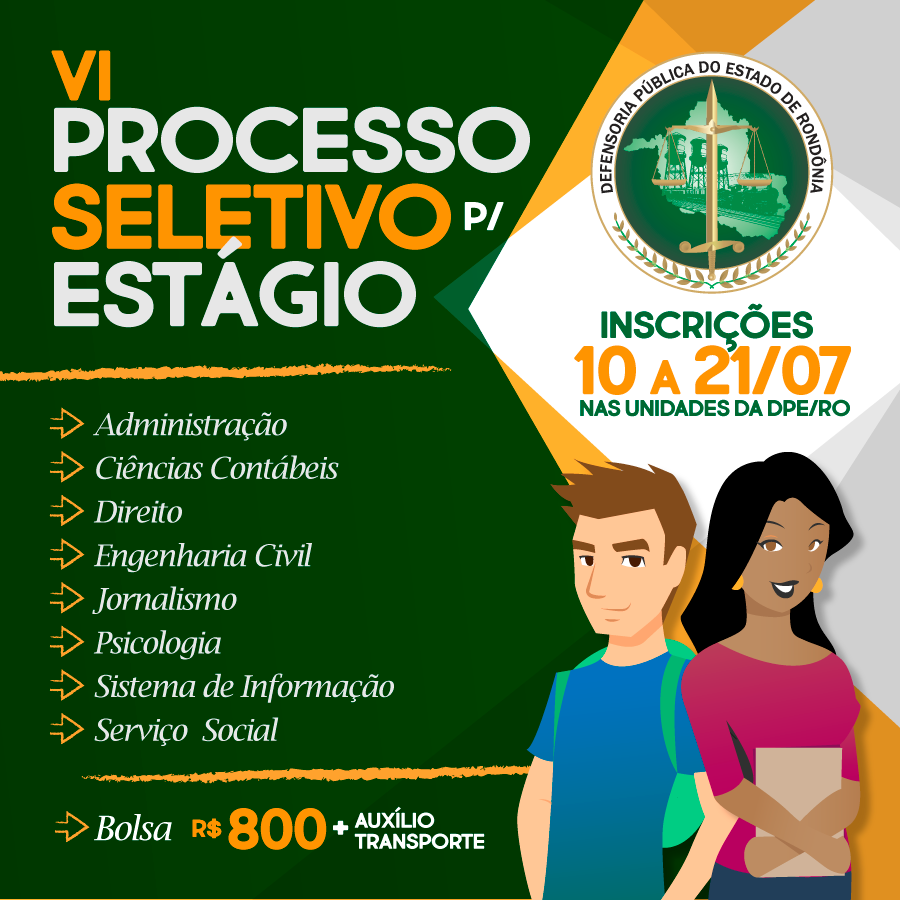 DPE-RO publica edital do VI Processo Seletivo para Estagiários