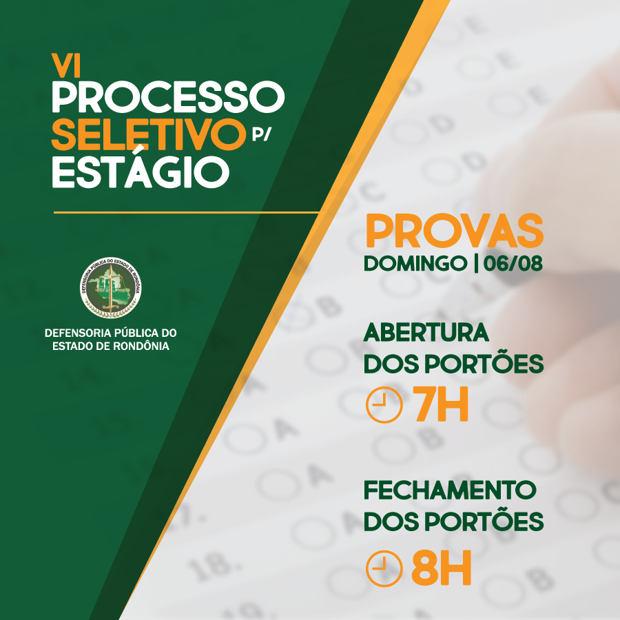 VI Prova de Estágio da DPE-RO reúne mais de 460 estudantes neste domingo