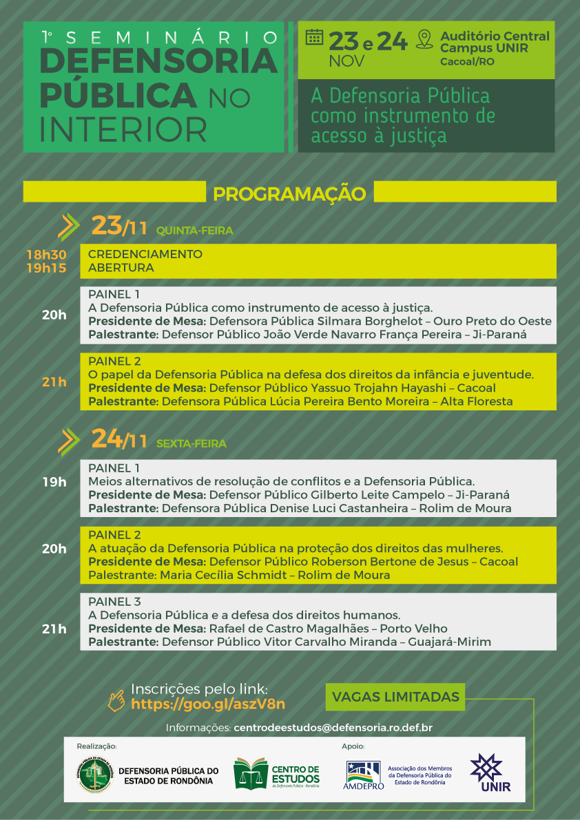 I Seminário Defensoria Pública no Interior: Inscrições abertas!
