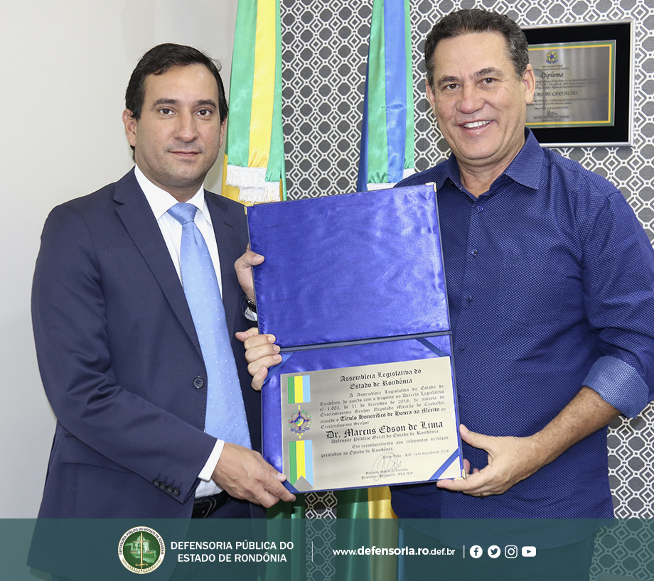 ALE-RO concede título honorífico ao Defensor Público-Geral Rondônia.