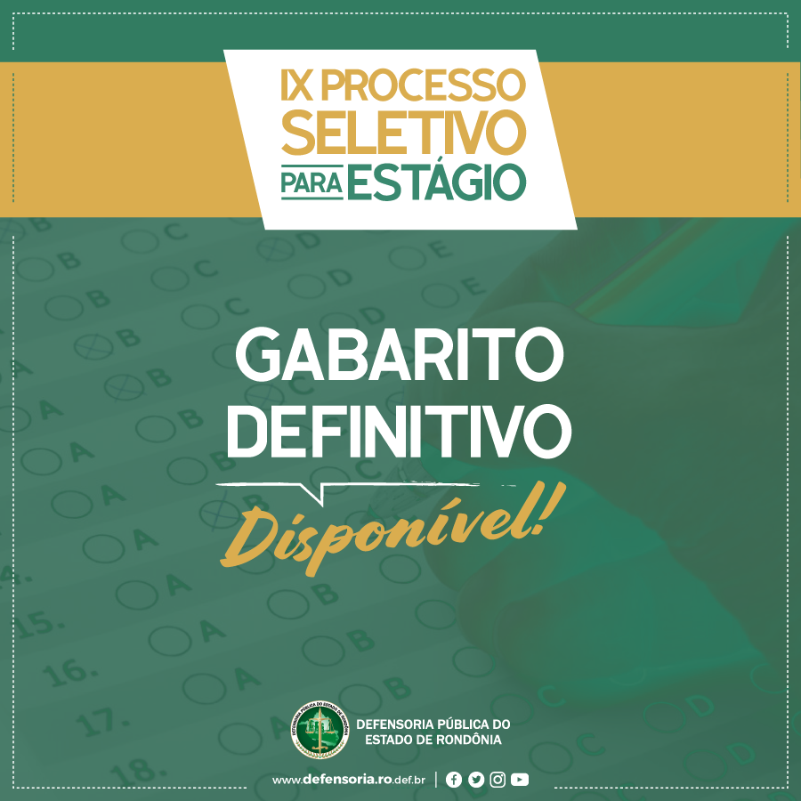 IX Processo Seletivo de Estágio da DPE-RO: Gabarito Definitivo