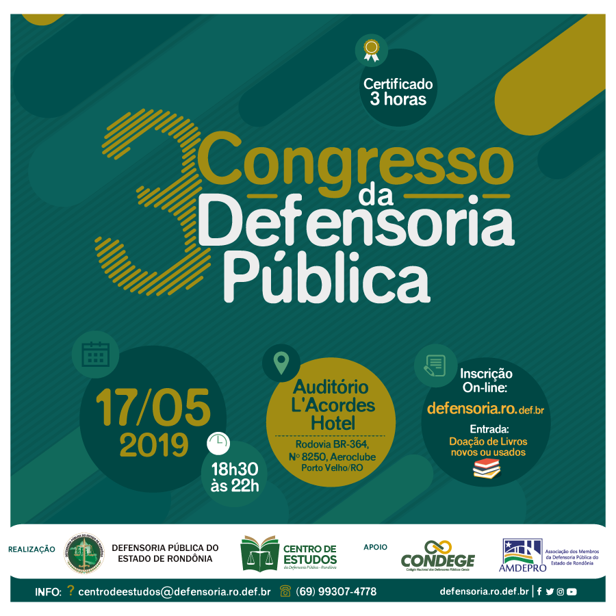 III Congresso da DPE-RO marca o Maio Verde: mês da Defensoria Pública