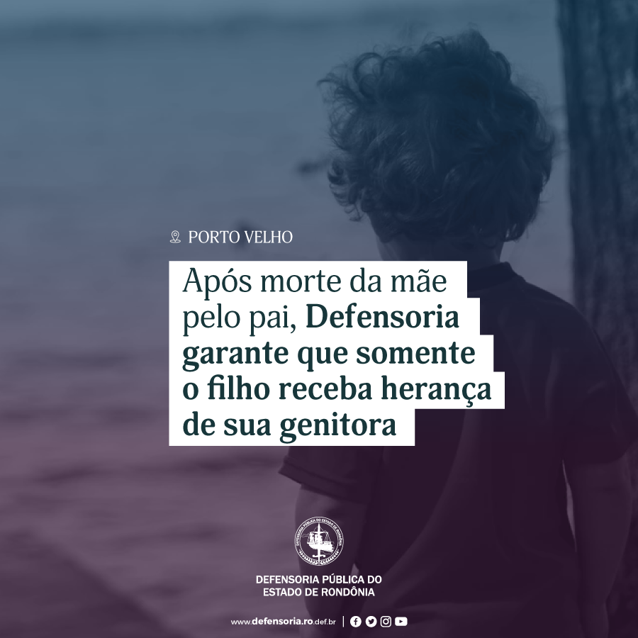Após morte da mãe pelo pai, Defensoria garante que somente o filho receba herança de sua genitora