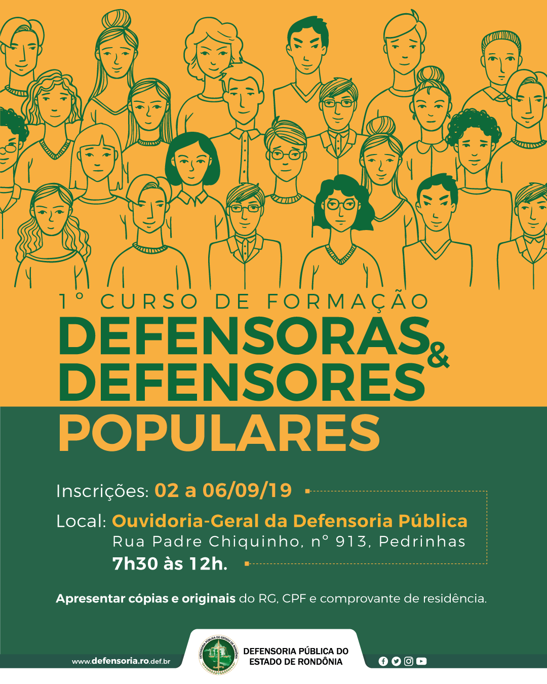 Defensoria abrirá inscrições para Curso de Defensoras e Defensores Populares