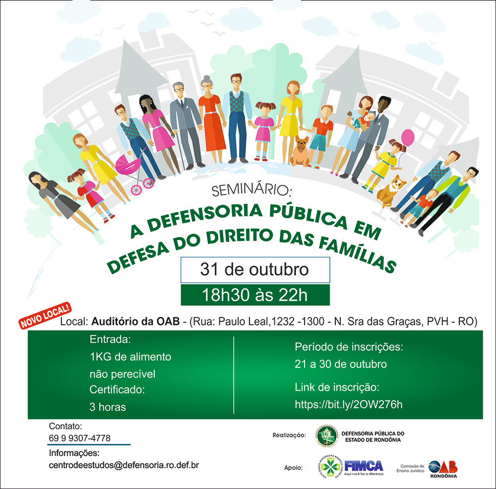 Defensoria promove Seminário em Defesa do Direito das Famílias