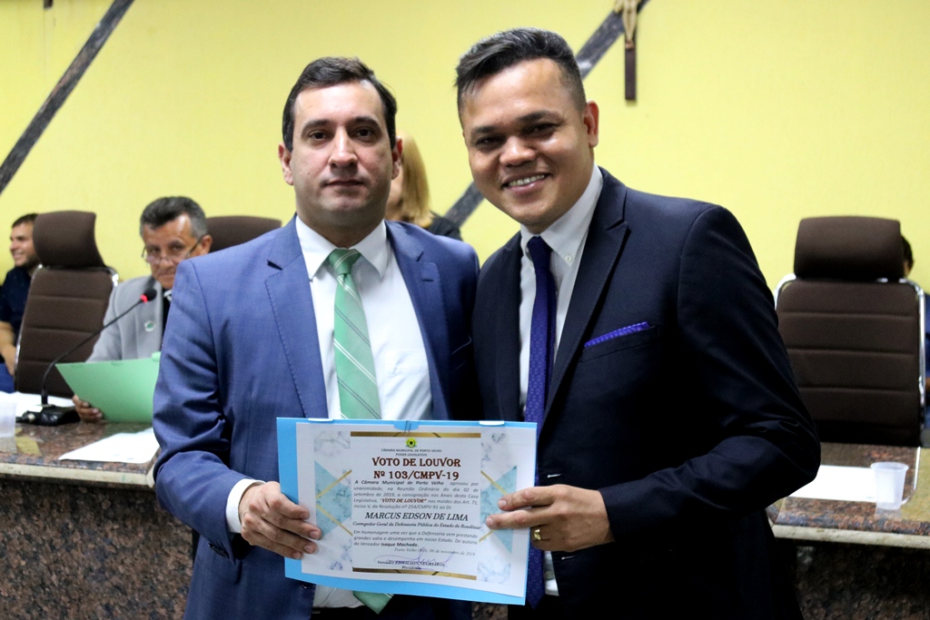 Corregedor-Geral da Defensoria, Marcus Edson, recebe título de cidadão honorário de Porto Velho