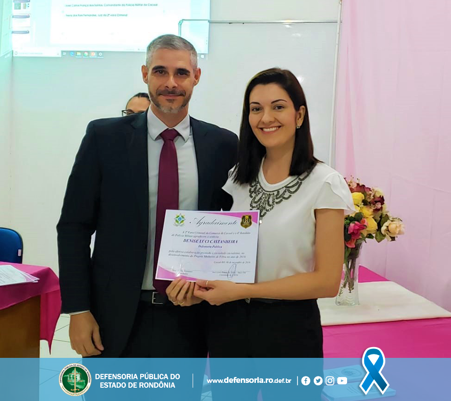 Cacoal: Defensoria recebe certificado de participação no projeto Mulheres de Fibra