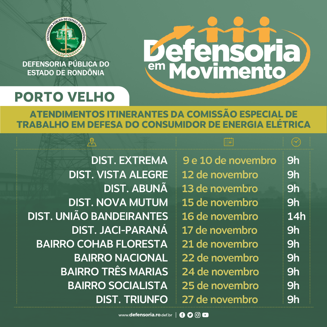 DPE divulga atendimentos de Comissão Especial de defesa do consumidor de energia elétrica