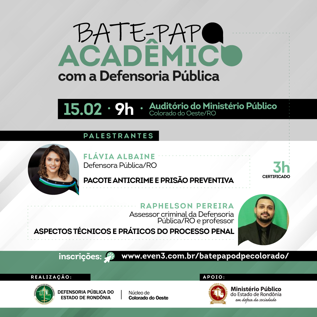 Colorado: Defensoria Pública realizará bate-papo acadêmico sobre o “pacote anticrime”