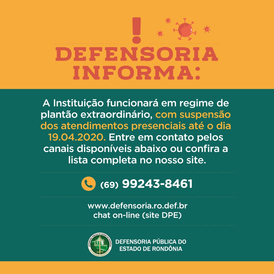 Defensoria comunica adoção de regime de Plantão Extraordinário