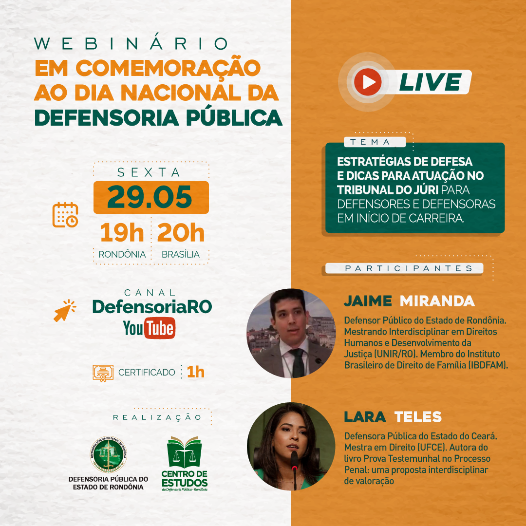 Debate sobre Tribunal do Júri encerra comemorações do Dia Nacional da Defensoria Pública