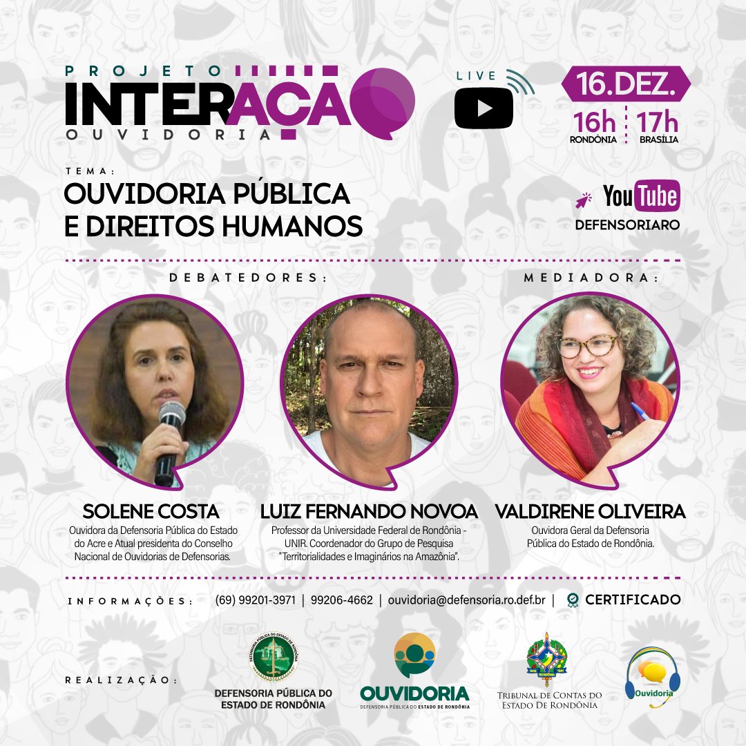 Quinta palestra do Interação Ouvidoria abordará os Direitos Humanos e a Lei de Acesso a Informação