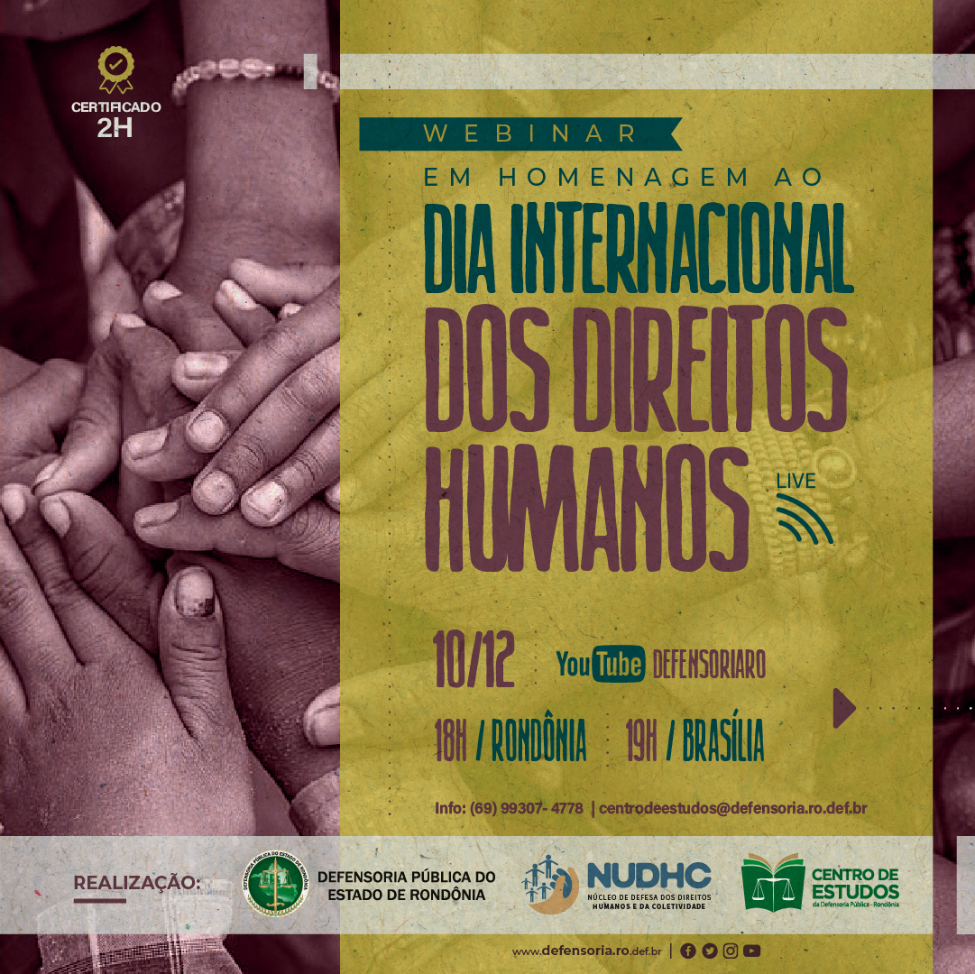 Defensoria Pública realizará webinário em homenagem ao Dia Internacional dos Direitos Humanos