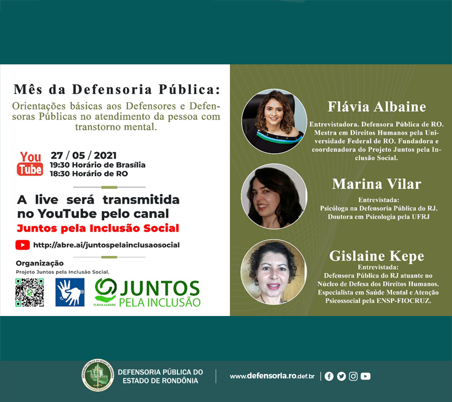 Juntos pela Inclusão Social realizará live sobre “Atendimento de pessoas com transtorno”