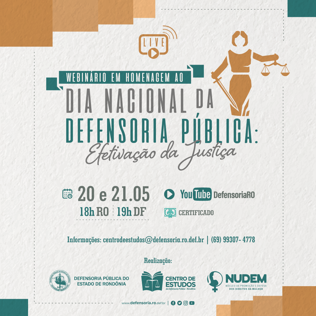 Maio Verde: Defensoria realizará Webinário em homenagem ao Dia Nacional da Defensoria Pública