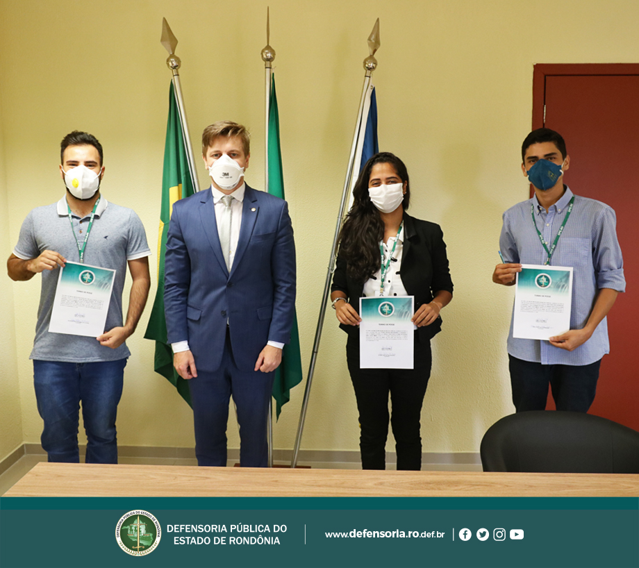 Defensoria Pública recebe três novos estagiários do curso de Direito
