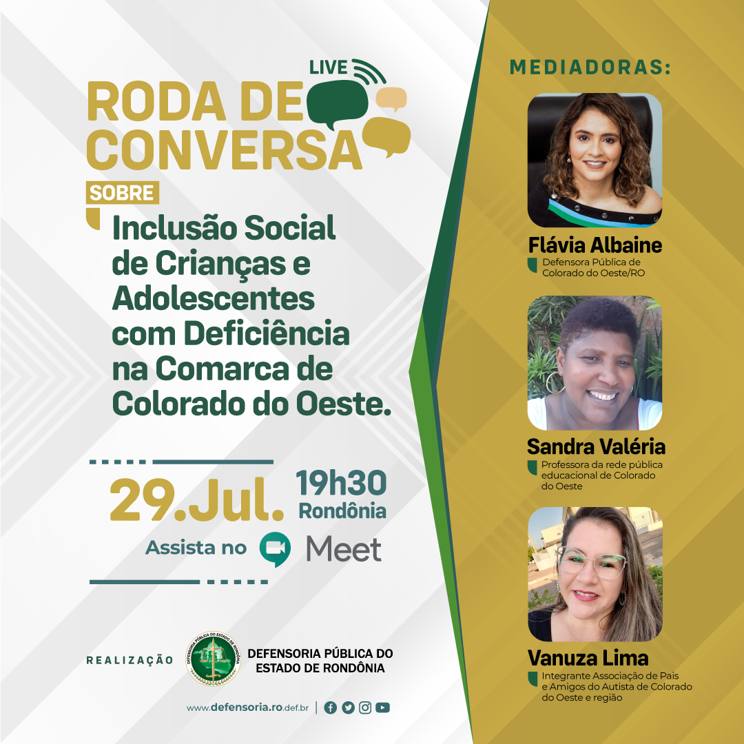 DPE realizará roda de conversa online sobre a inclusão de crianças e adolescentes com deficiência