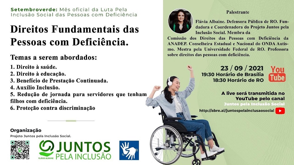 Projeto Juntos pela Inclusão Social realizará Live em homenagem ao Setembro Verde