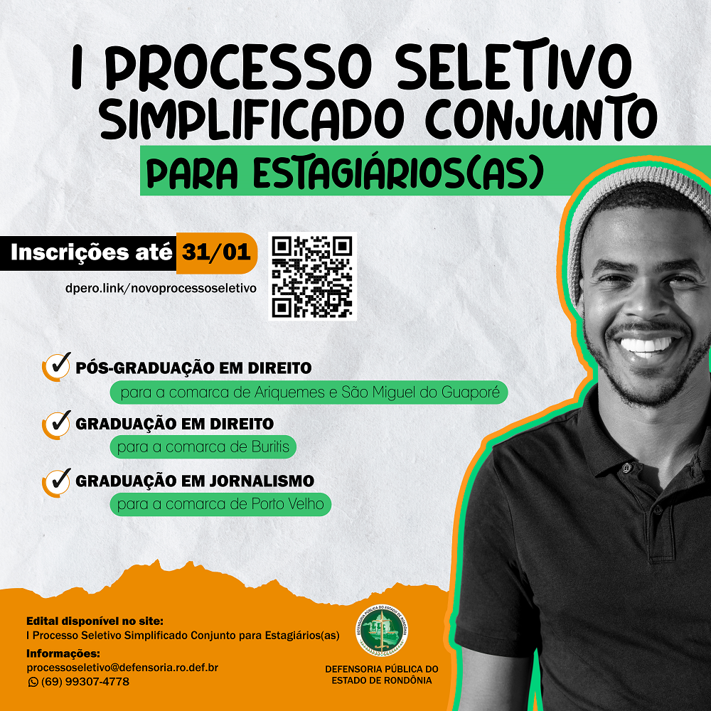 DPE realiza processo seletivo para graduandos dos cursos de Jornalismo e Direito e Pós em Direito