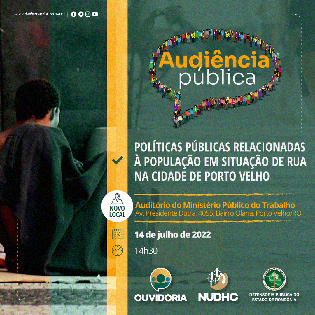 Aviso de alteração de endereço da Audiência Pública que ocorrerá no dia 14 de julho.