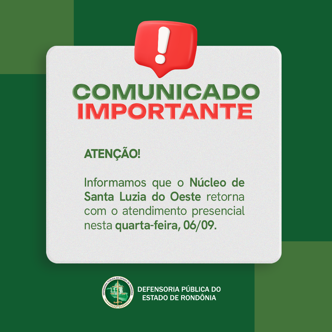 Aviso: Comunicado à população de Santa Luzia do Oeste