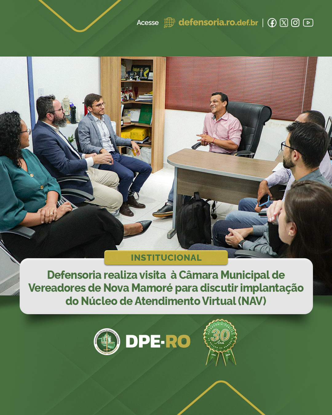 Defensoria realiza visita institucional à Câmara Municipal de Vereadores de Nova Mamoré