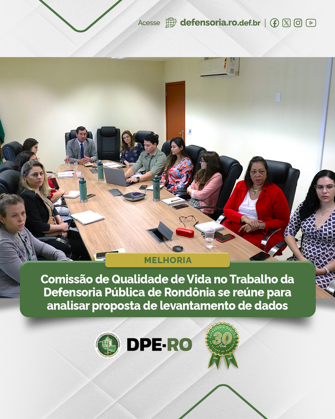 Comissão de Qualidade de Vida no Trabalho da Defensoria Pública de Rondônia se reúne para analisar proposta de levantamento de dados