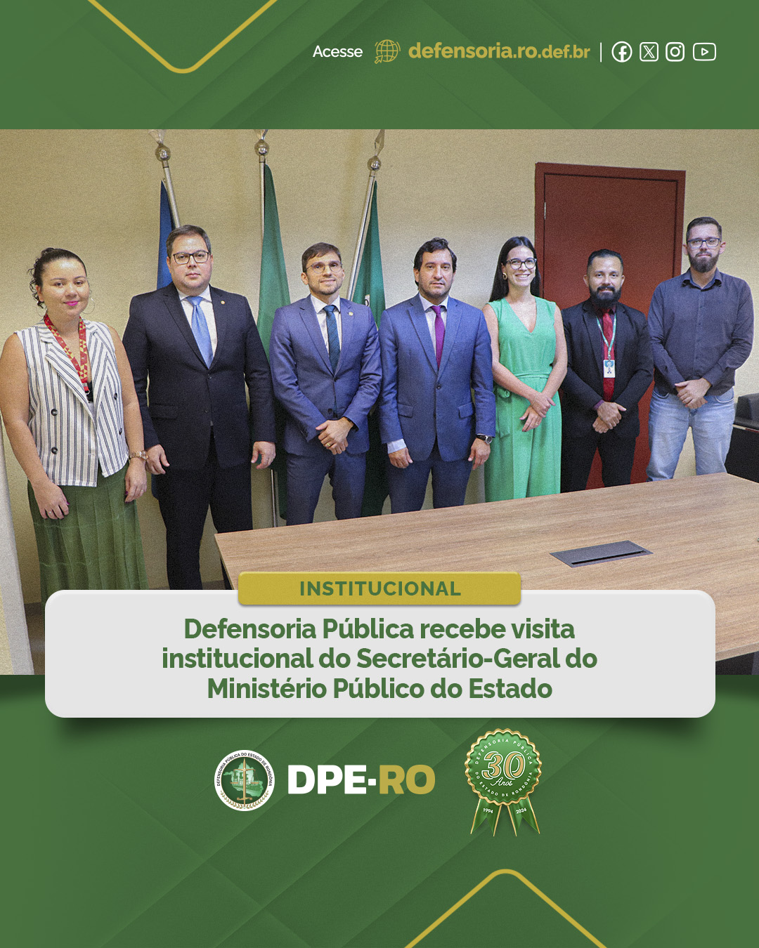 Defensoria Pública recebe visita institucional do Secretário-Geral do Ministério Público do Estado